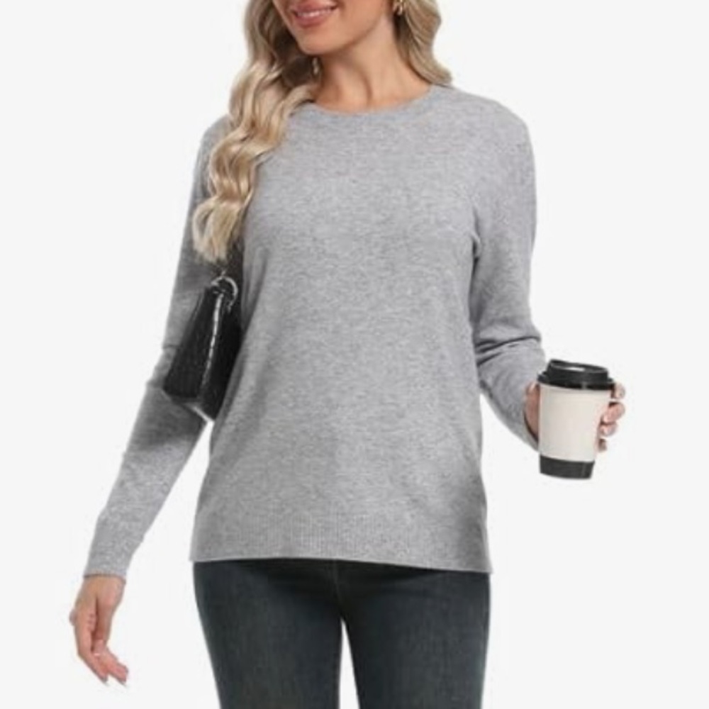 Gray viscose blend Long Sleeve Sweater